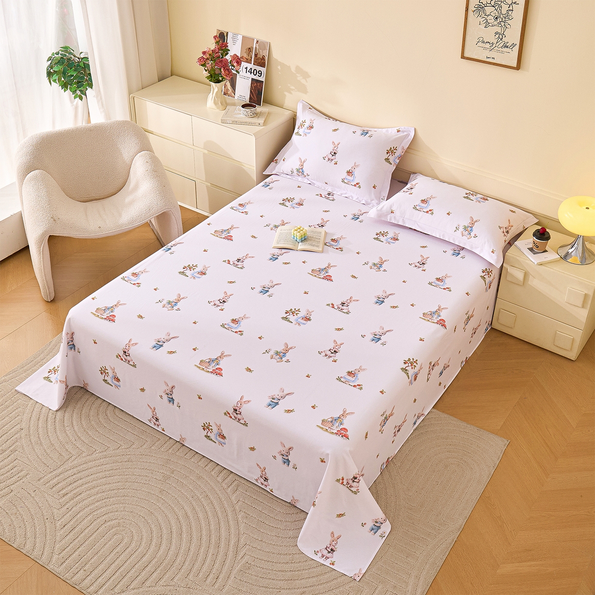 91家纺网 家纺一手货源 找家纺 元元家居（元元被业） 2025秋冬新款全棉纯棉磨毛印花单床单 彼得庄园