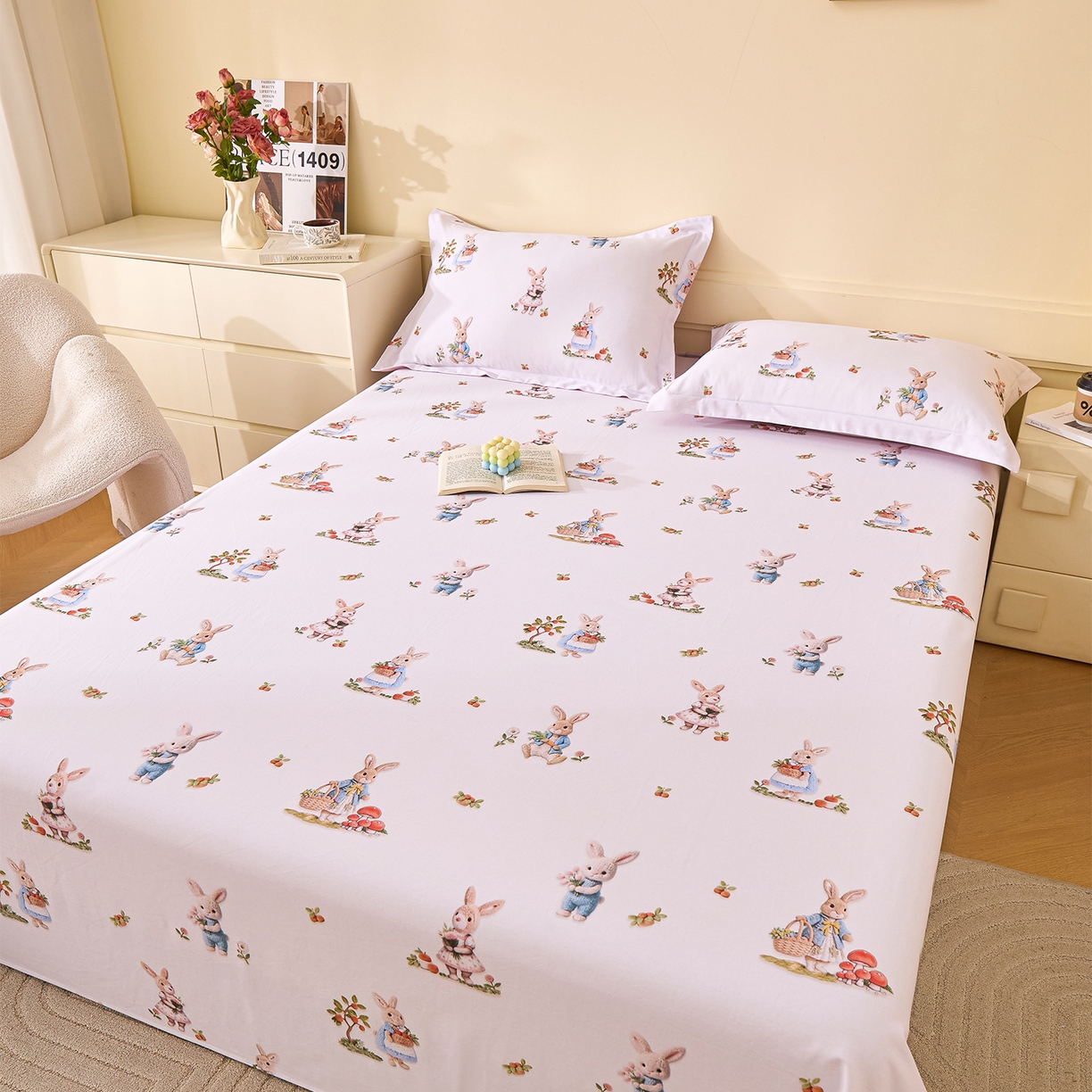 91家纺网 家纺一手货源 找家纺 元元家居（元元被业） 2025秋冬新款全棉纯棉磨毛印花单床单 彼得庄园