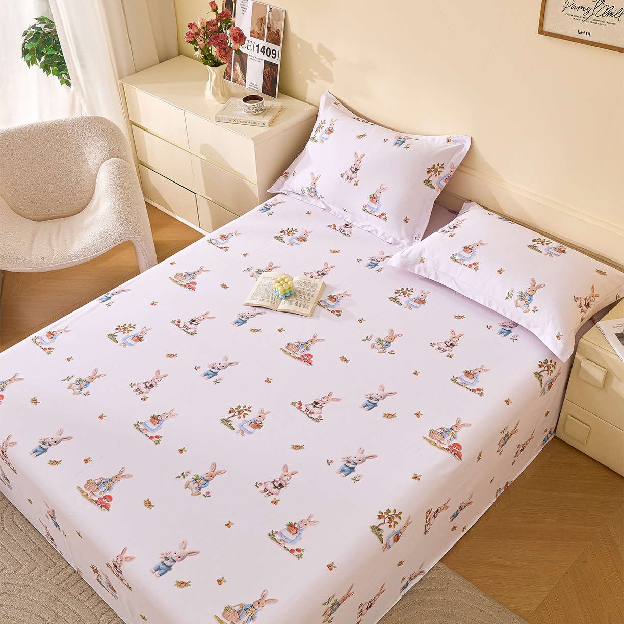 91家纺网 家纺一手货源 找家纺 元元家居（元元被业） 2025秋冬新款全棉纯棉磨毛印花单床单 彼得庄园