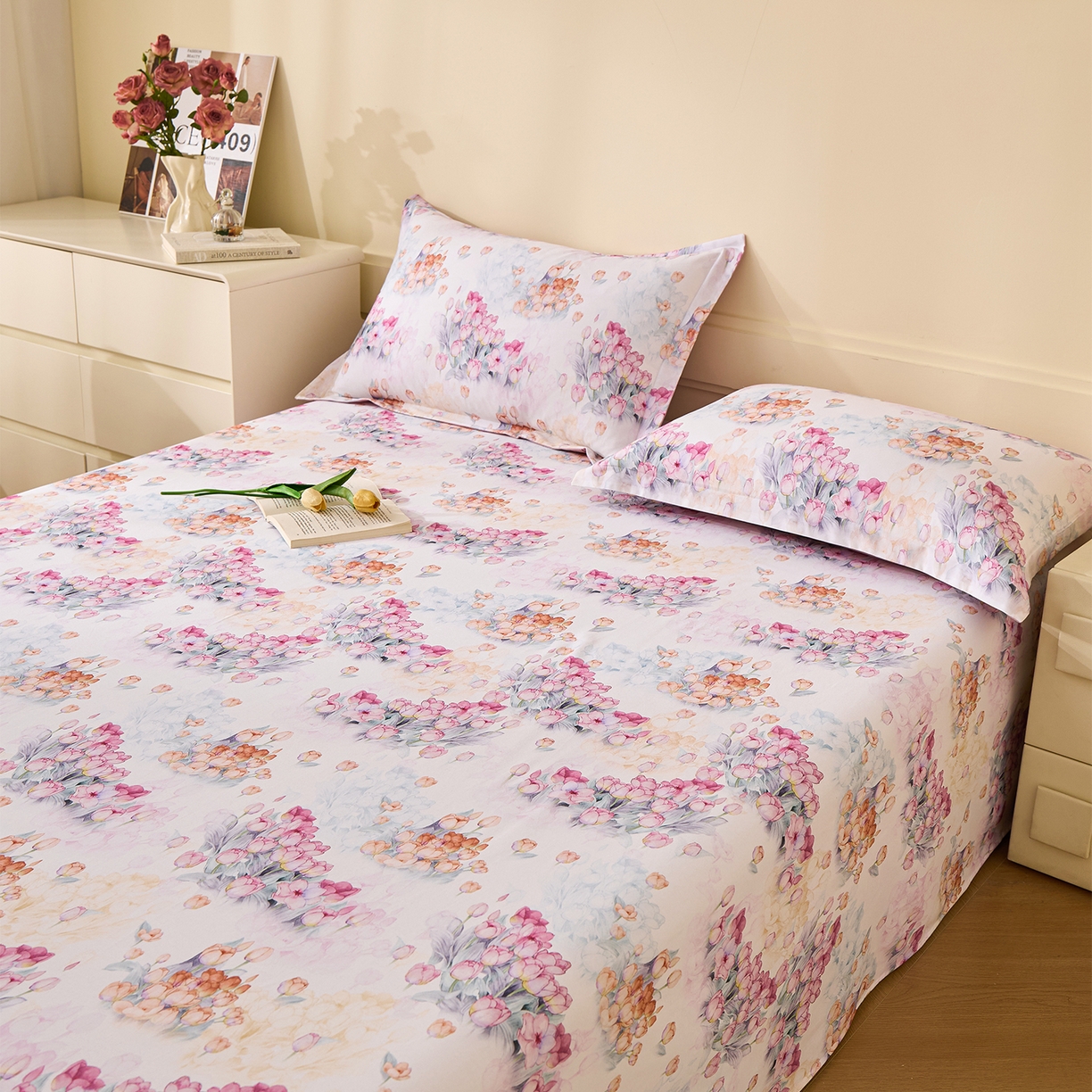 91家纺网 家纺一手货源 找家纺 元元家居（元元被业） 2025秋冬新款全棉纯棉磨毛印花单床单 大漂亮