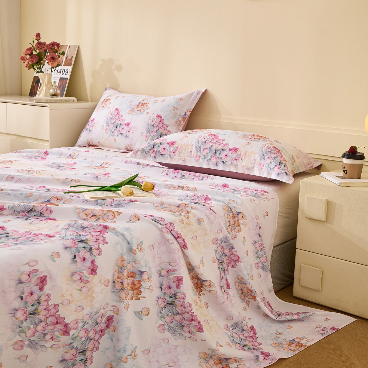 91家纺网 家纺一手货源 找家纺 元元家居（元元被业） 2025秋冬新款全棉纯棉磨毛印花单床单 大漂亮