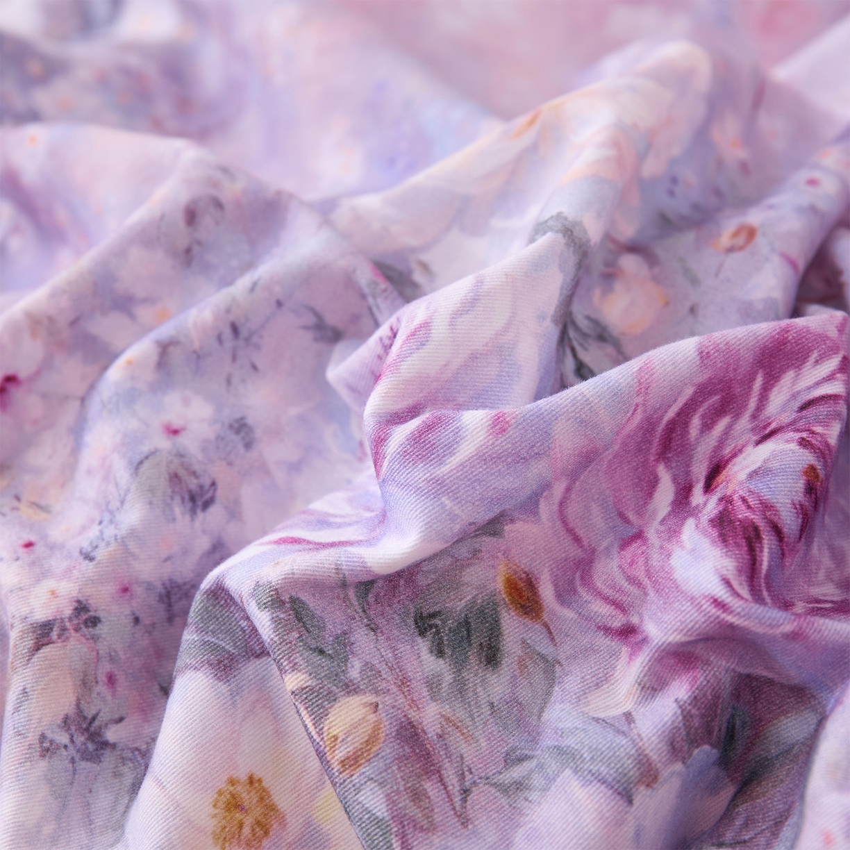 91家纺网 家纺一手货源 找家纺 元元家居（元元被业） 2025秋冬新款全棉纯棉磨毛印花四件套 爱诺紫