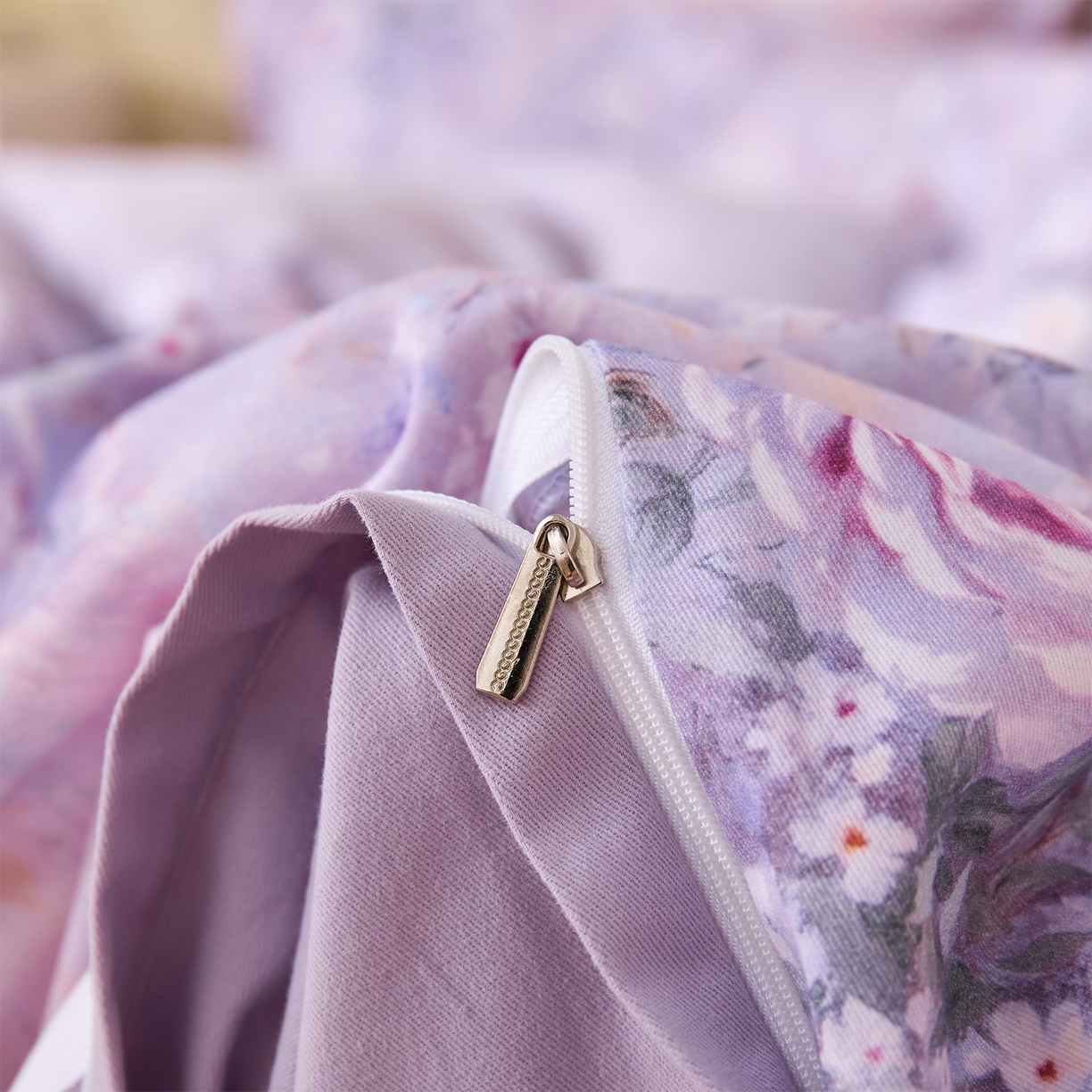 91家纺网 家纺一手货源 找家纺 元元家居（元元被业） 2025秋冬新款全棉纯棉磨毛印花四件套 爱诺紫