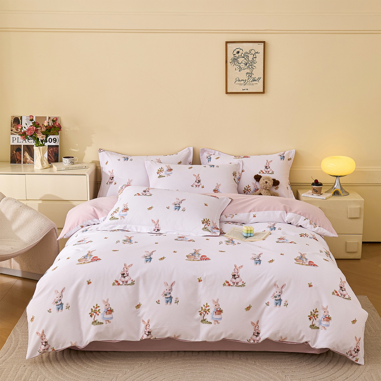 91家纺网 家纺一手货源 找家纺 元元家居（元元被业） 2025秋冬新款全棉纯棉磨毛印花四件套 彼得庄园