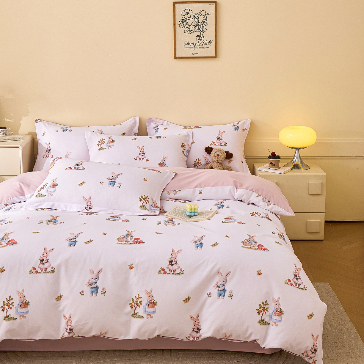 91家纺网 家纺一手货源 找家纺 元元家居（元元被业） 2025秋冬新款全棉纯棉磨毛印花四件套 彼得庄园