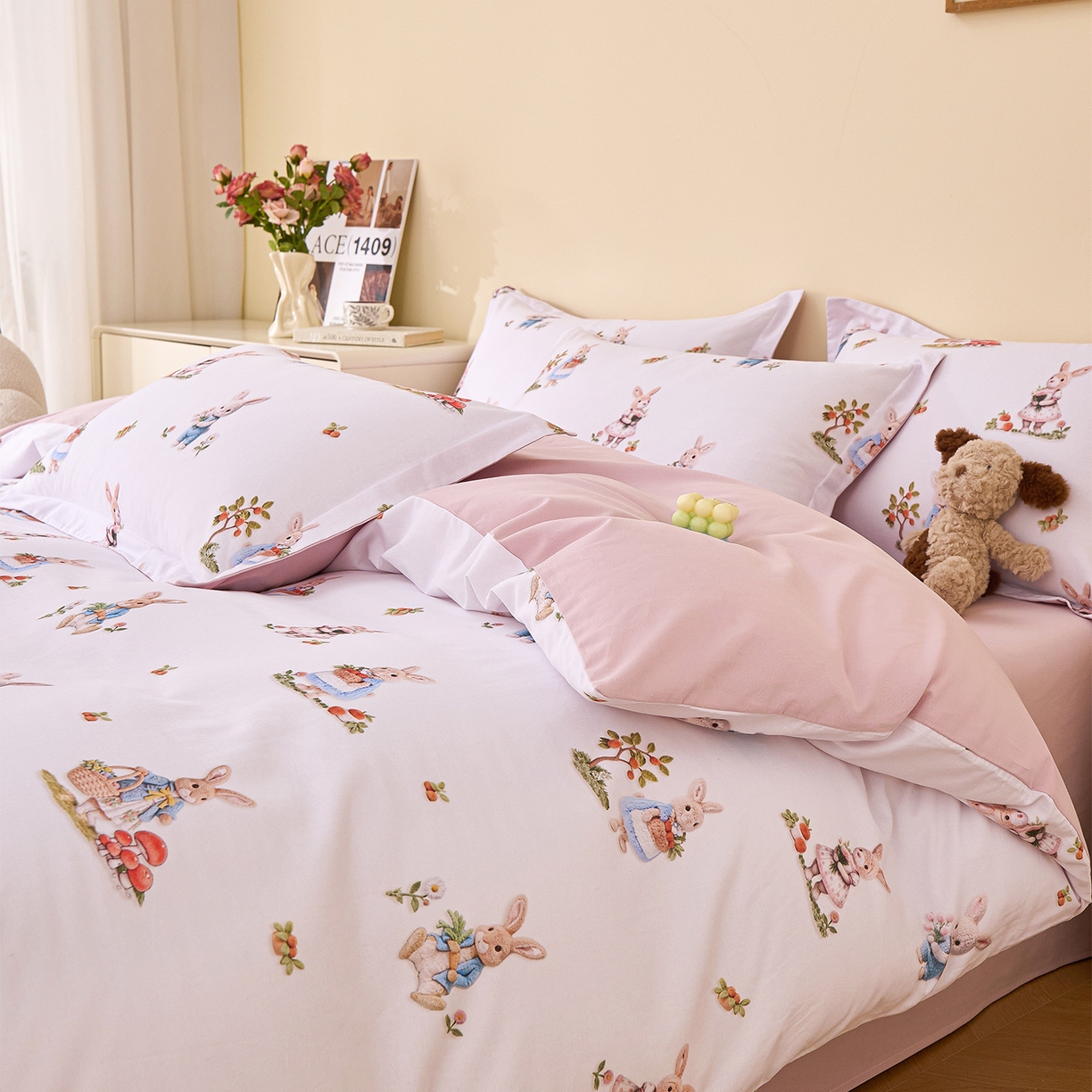 91家纺网 家纺一手货源 找家纺 元元家居（元元被业） 2025秋冬新款全棉纯棉磨毛印花四件套 彼得庄园