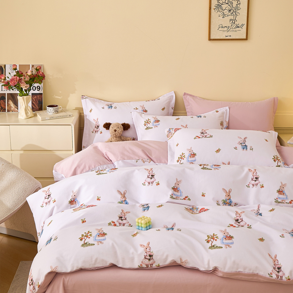 91家纺网 家纺一手货源 找家纺 元元家居（元元被业） 2025秋冬新款全棉纯棉磨毛印花四件套 彼得庄园