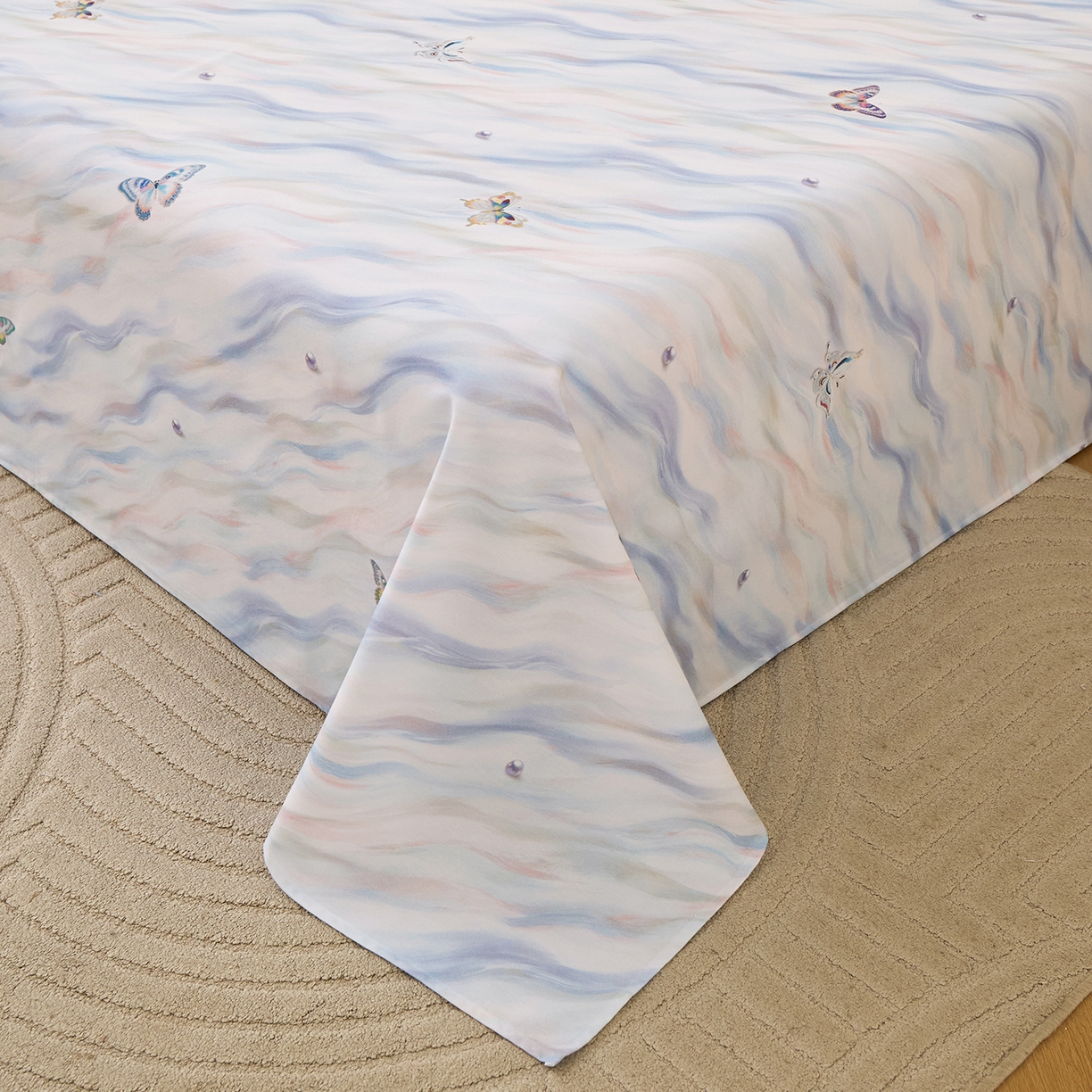 91家纺网 家纺一手货源 找家纺 元元家居（元元被业） 2025秋冬新款全棉纯棉磨毛印花单床单 蝶梦星河