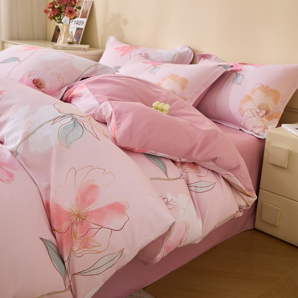 元元家居（元元被业） 2025秋冬新款全棉纯棉磨毛印花四件套 光韵花季