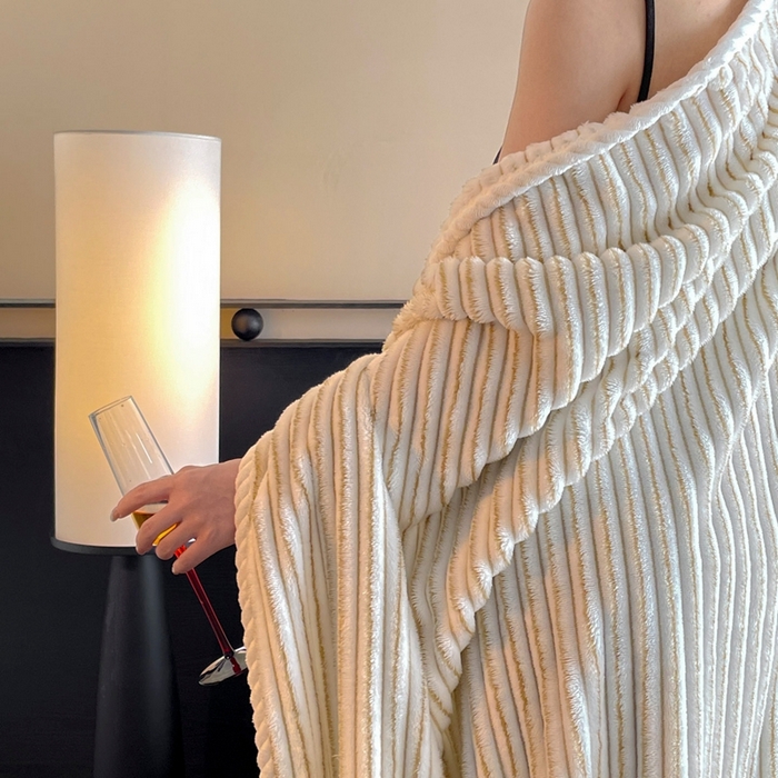 91家纺网 家纺一手货源 找家纺 小叮当家纺仓储工厂店 2025新款亲肤舒适成品抽条阳离子毛毯毯子-阳离子 阳离子-咖