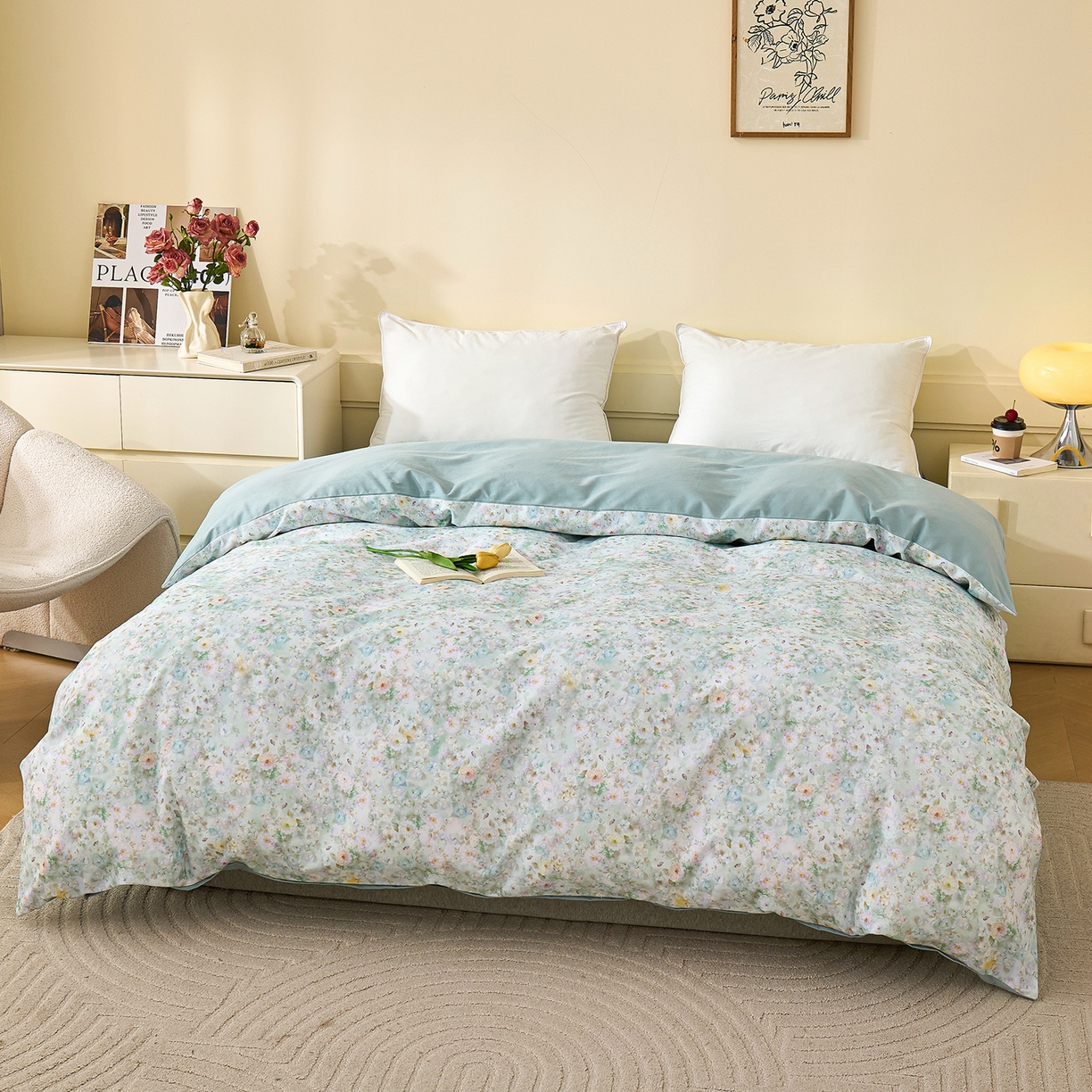 91家纺网 家纺一手货源 找家纺 元元家居（元元被业） 2025秋冬新款全棉纯棉磨毛印花四件套 锦云情深