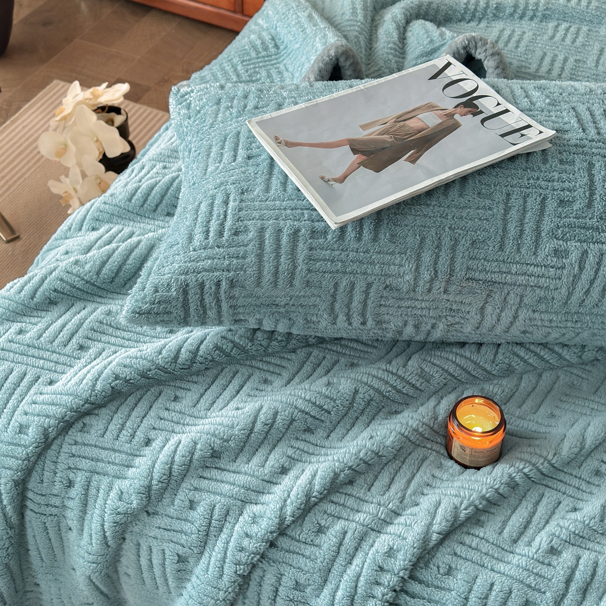 91家纺网 家纺一手货源 找家纺 （总）欧邦 2025新款A类提花舒棉绒双面绒单层毯