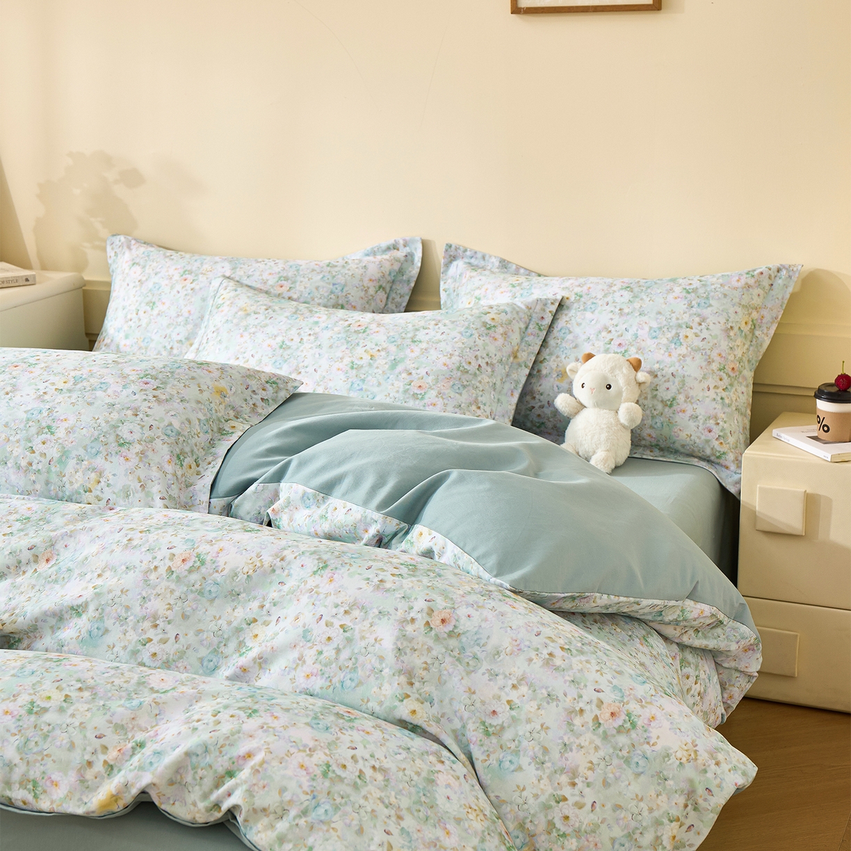 91家纺网 家纺一手货源 找家纺 元元家居（元元被业） 2025秋冬新款全棉纯棉磨毛印花四件套 锦云情深