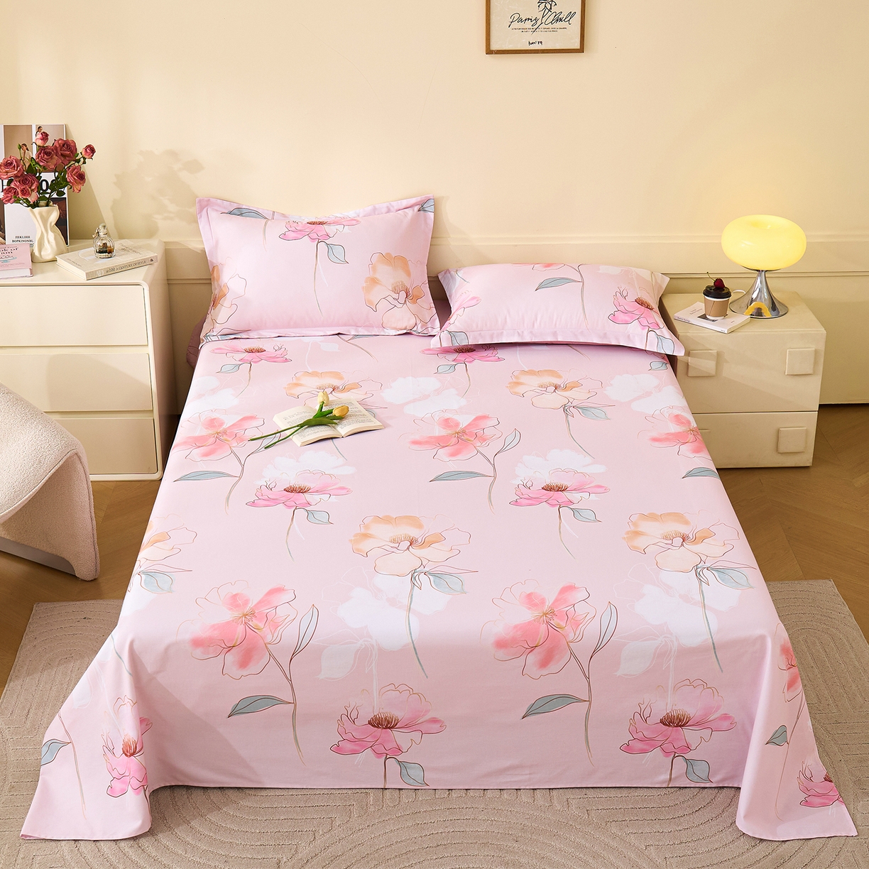 元元家居（元元被业） 2025秋冬新款全棉纯棉磨毛印花单床单 光韵花季