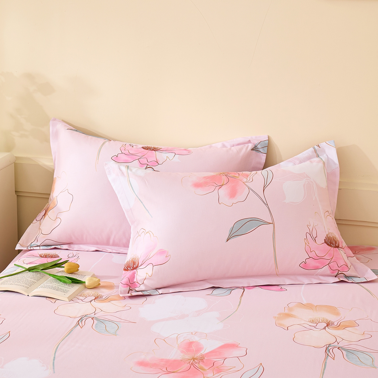 91家纺网 家纺一手货源 找家纺 元元家居（元元被业） 2025秋冬新款全棉纯棉磨毛印花单床单 光韵花季