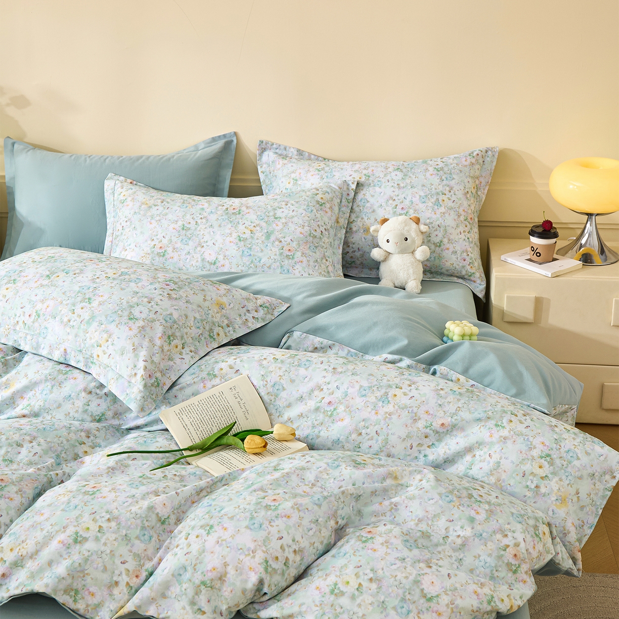 91家纺网 家纺一手货源 找家纺 元元家居（元元被业） 2025秋冬新款全棉纯棉磨毛印花四件套 锦云情深