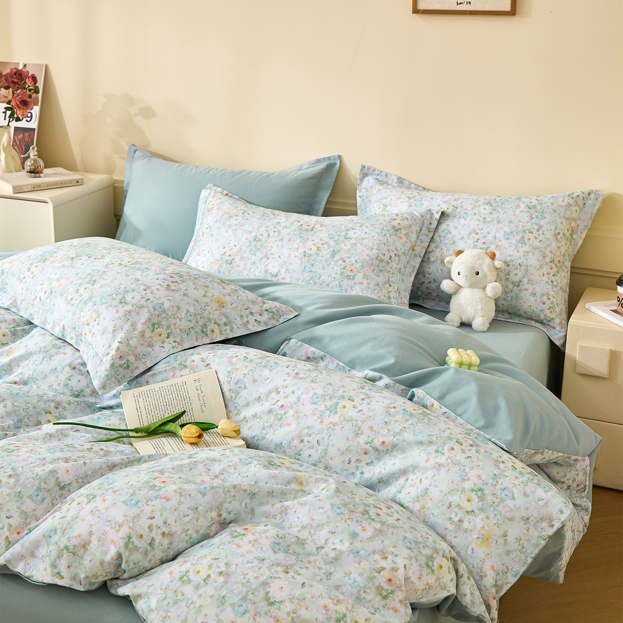 91家纺网 家纺一手货源 找家纺 元元家居（元元被业） 2025秋冬新款全棉纯棉磨毛印花四件套 锦云情深