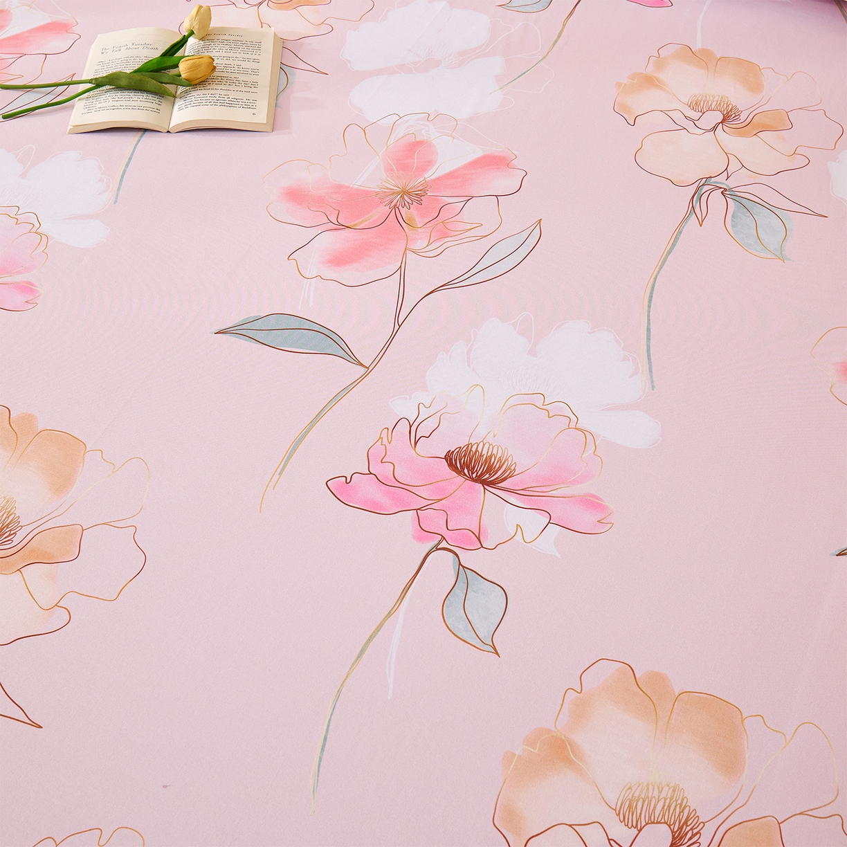 91家纺网 家纺一手货源 找家纺 元元家居（元元被业） 2025秋冬新款全棉纯棉磨毛印花单床单 光韵花季