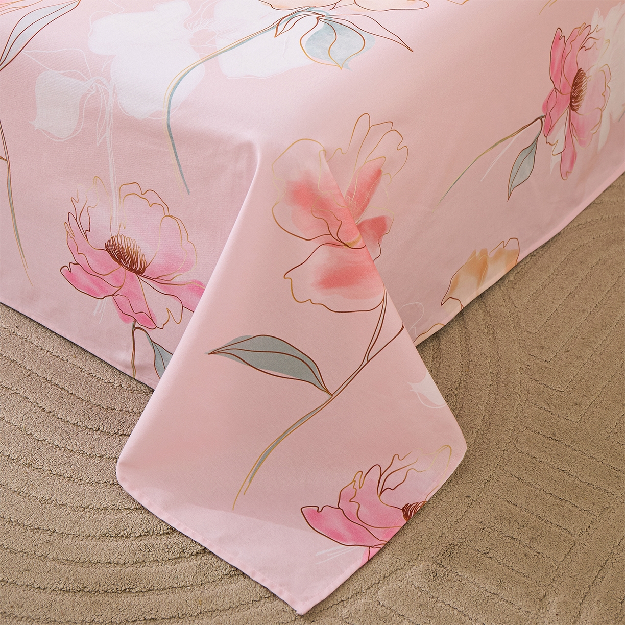 91家纺网 家纺一手货源 找家纺 元元家居（元元被业） 2025秋冬新款全棉纯棉磨毛印花单床单 光韵花季