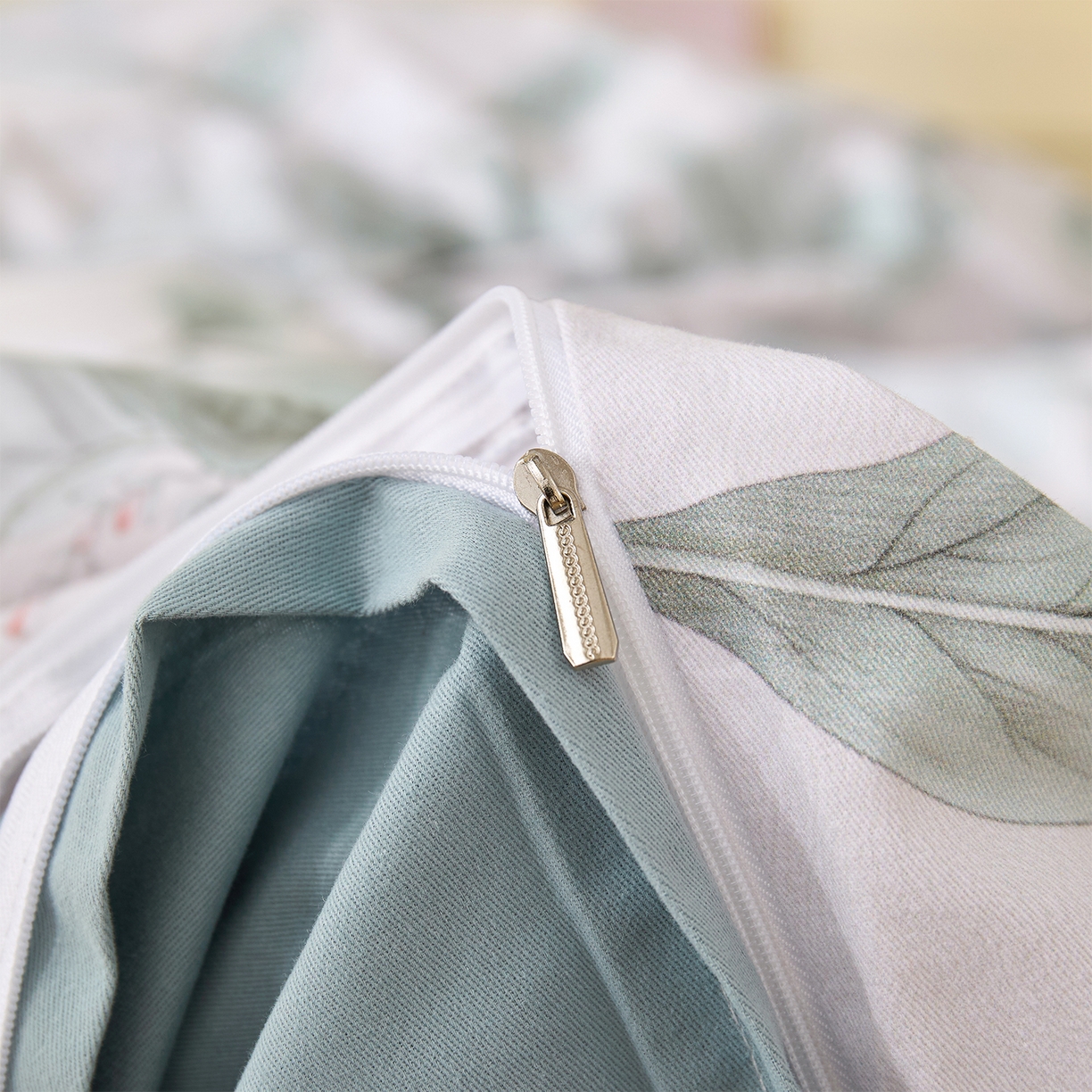 91家纺网 家纺一手货源 找家纺 元元家居（元元被业） 2025秋冬新款全棉纯棉磨毛印花四件套 落叶白霜