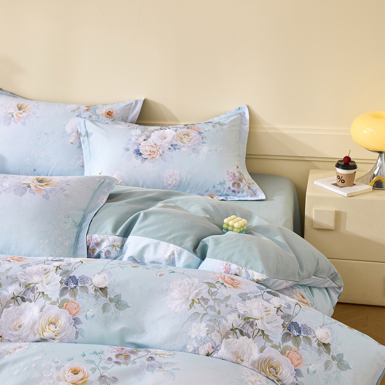 91家纺网 家纺一手货源 找家纺 元元家居（元元被业） 2025秋冬新款全棉纯棉磨毛印花四件套 玫瑰花绣