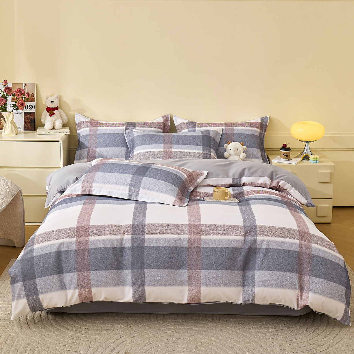 91家纺网 家纺一手货源 找家纺 元元家居（元元被业） 2025秋冬新款全棉纯棉磨毛印花四件套 佩德拉