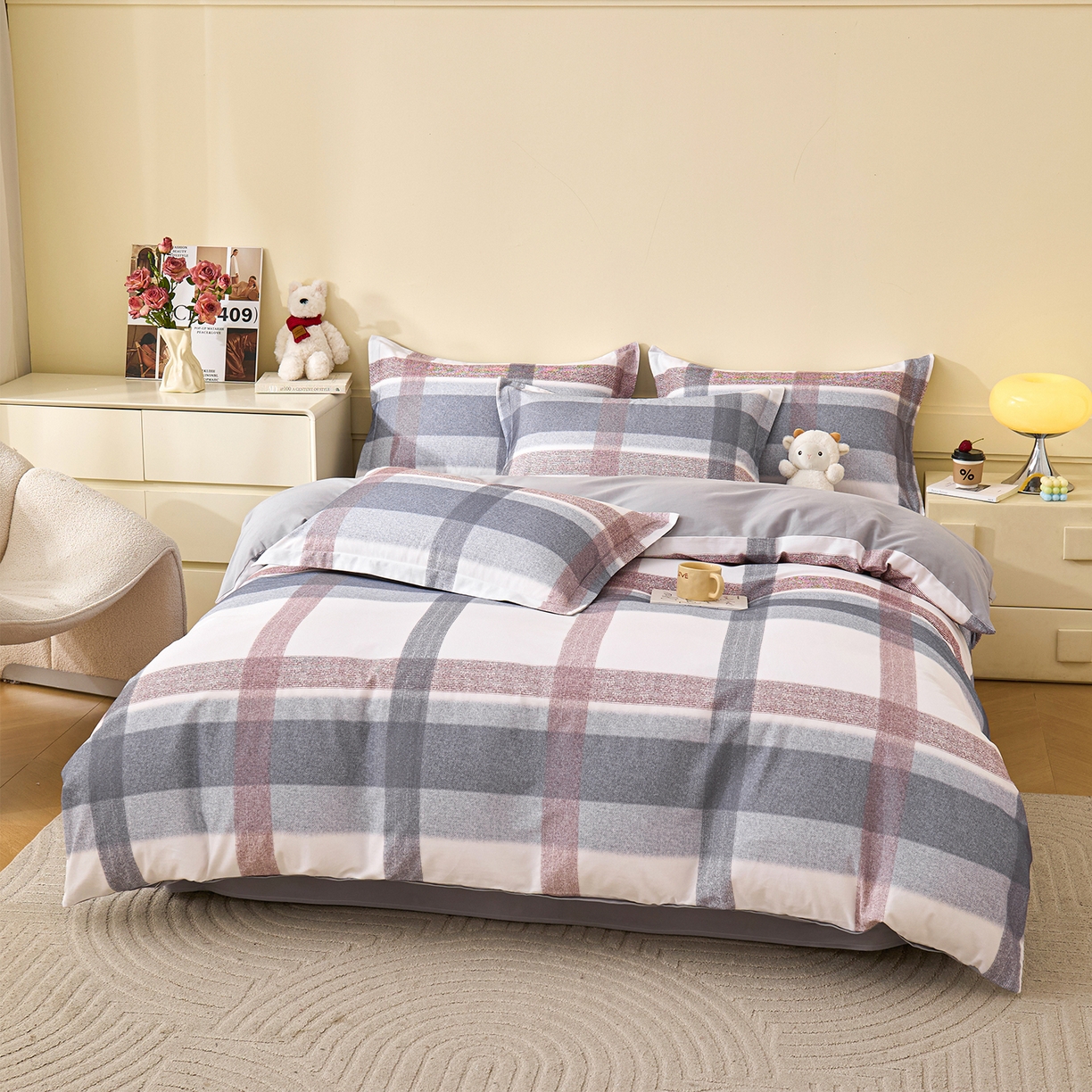 91家纺网 家纺一手货源 找家纺 元元家居（元元被业） 2025秋冬新款全棉纯棉磨毛印花四件套 佩德拉