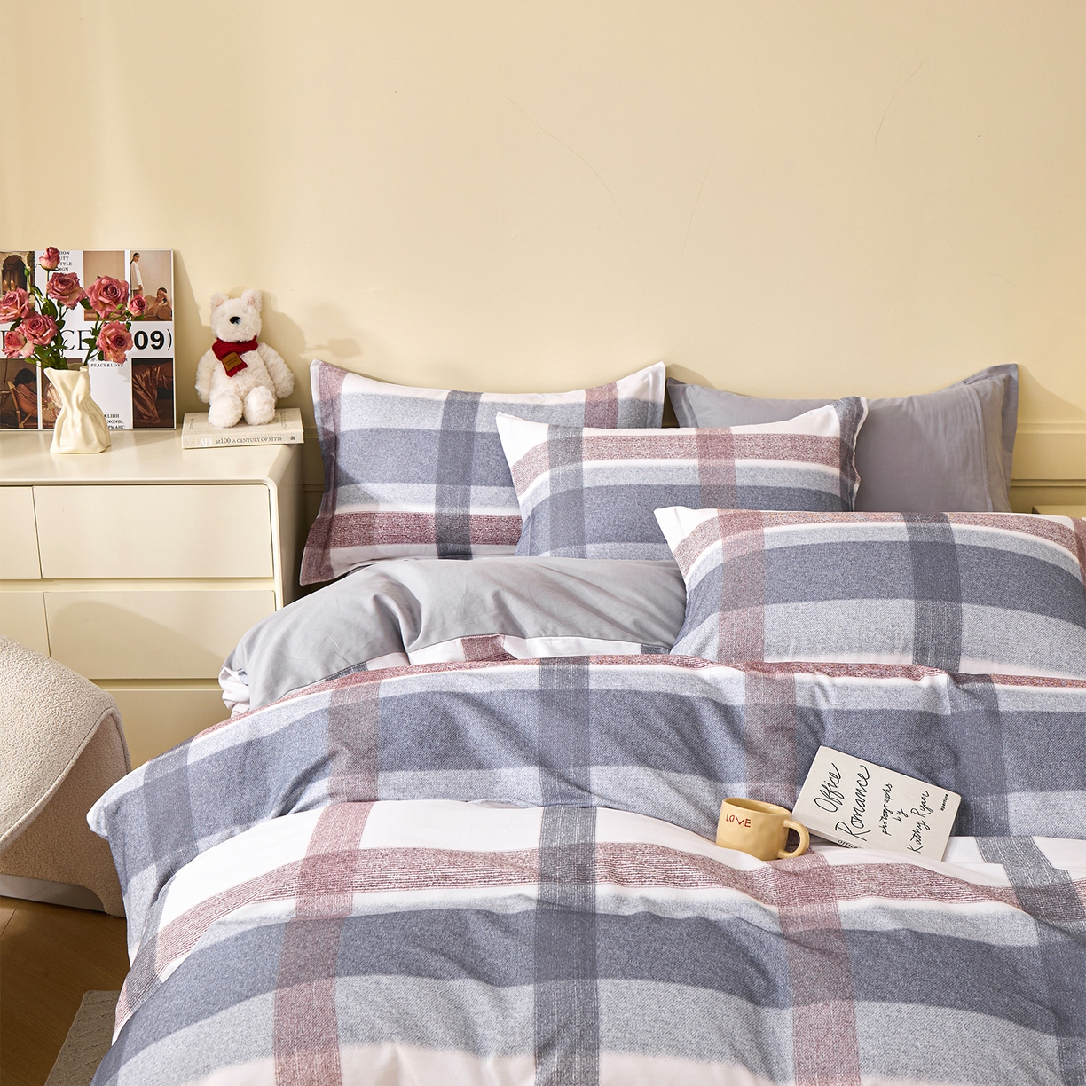 91家纺网 家纺一手货源 找家纺 元元家居（元元被业） 2025秋冬新款全棉纯棉磨毛印花四件套 佩德拉