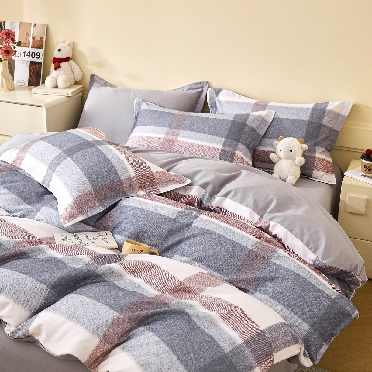 91家纺网 家纺一手货源 找家纺 元元家居（元元被业） 2025秋冬新款全棉纯棉磨毛印花四件套 佩德拉