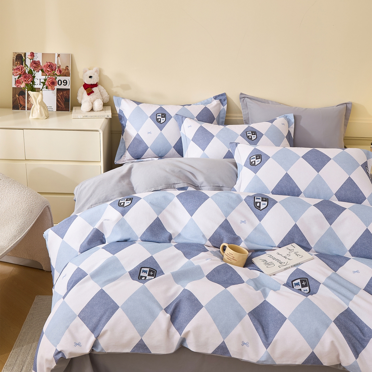 91家纺网 家纺一手货源 找家纺 元元家居（元元被业） 2025秋冬新款全棉纯棉磨毛印花四件套 骑士荣耀