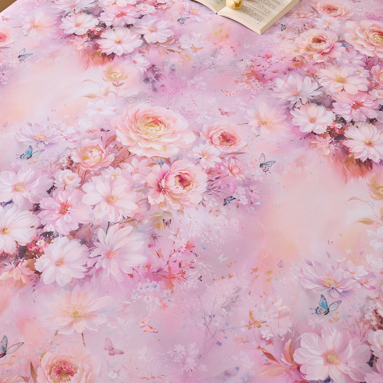 91家纺网 家纺一手货源 找家纺 元元家居（元元被业） 2025秋冬新款全棉纯棉磨毛印花单床单 花妍悦粉