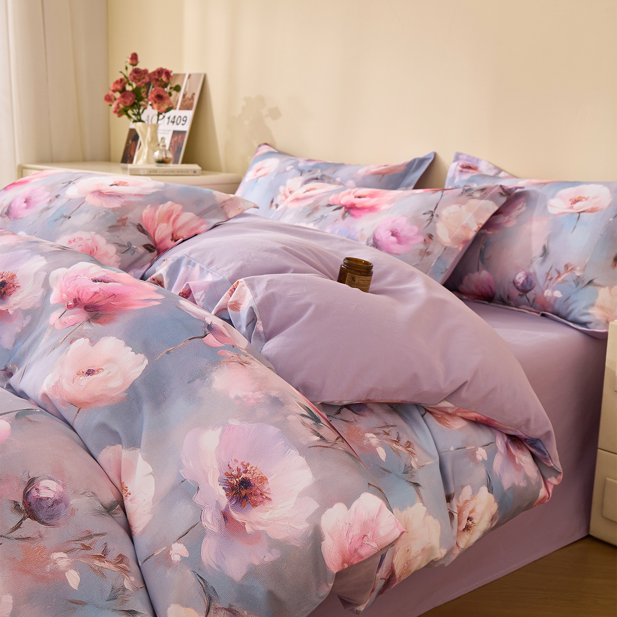 元元家居（元元被业） 2025秋冬新款全棉纯棉磨毛印花四件套 山间闲云