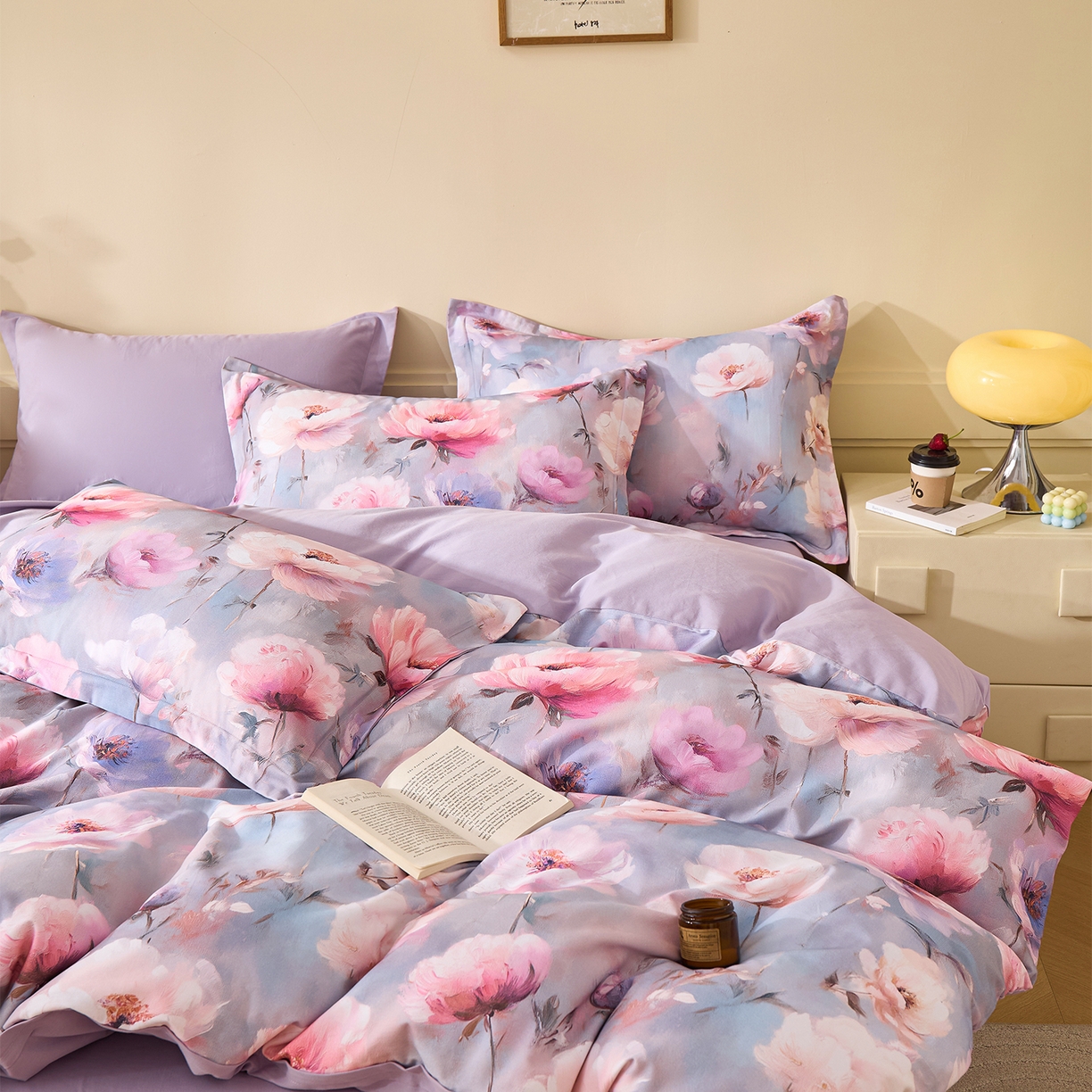 91家纺网 家纺一手货源 找家纺 元元家居（元元被业） 2025秋冬新款全棉纯棉磨毛印花四件套 山间闲云