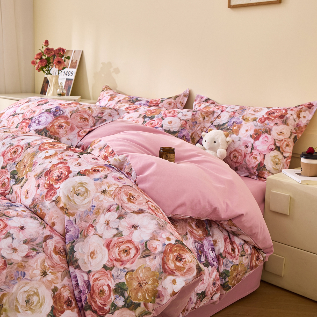 元元家居（元元被业） 2025秋冬新款全棉纯棉磨毛印花四件套 听香水榭