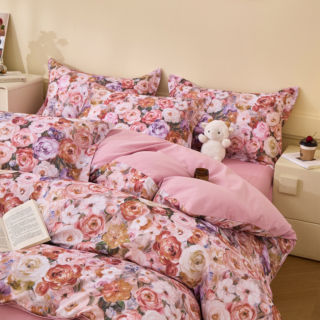 91家纺网 家纺一手货源 找家纺 元元家居（元元被业） 2025秋冬新款全棉纯棉磨毛印花四件套 听香水榭