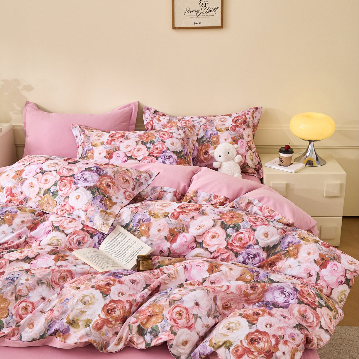 91家纺网 家纺一手货源 找家纺 元元家居（元元被业） 2025秋冬新款全棉纯棉磨毛印花四件套 听香水榭