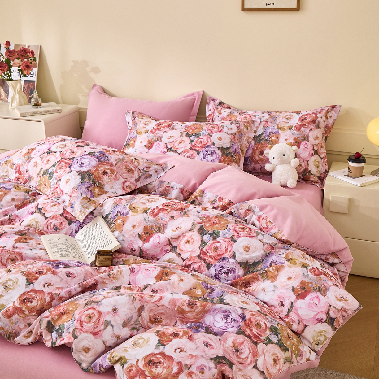 91家纺网 家纺一手货源 找家纺 元元家居（元元被业） 2025秋冬新款全棉纯棉磨毛印花四件套 听香水榭