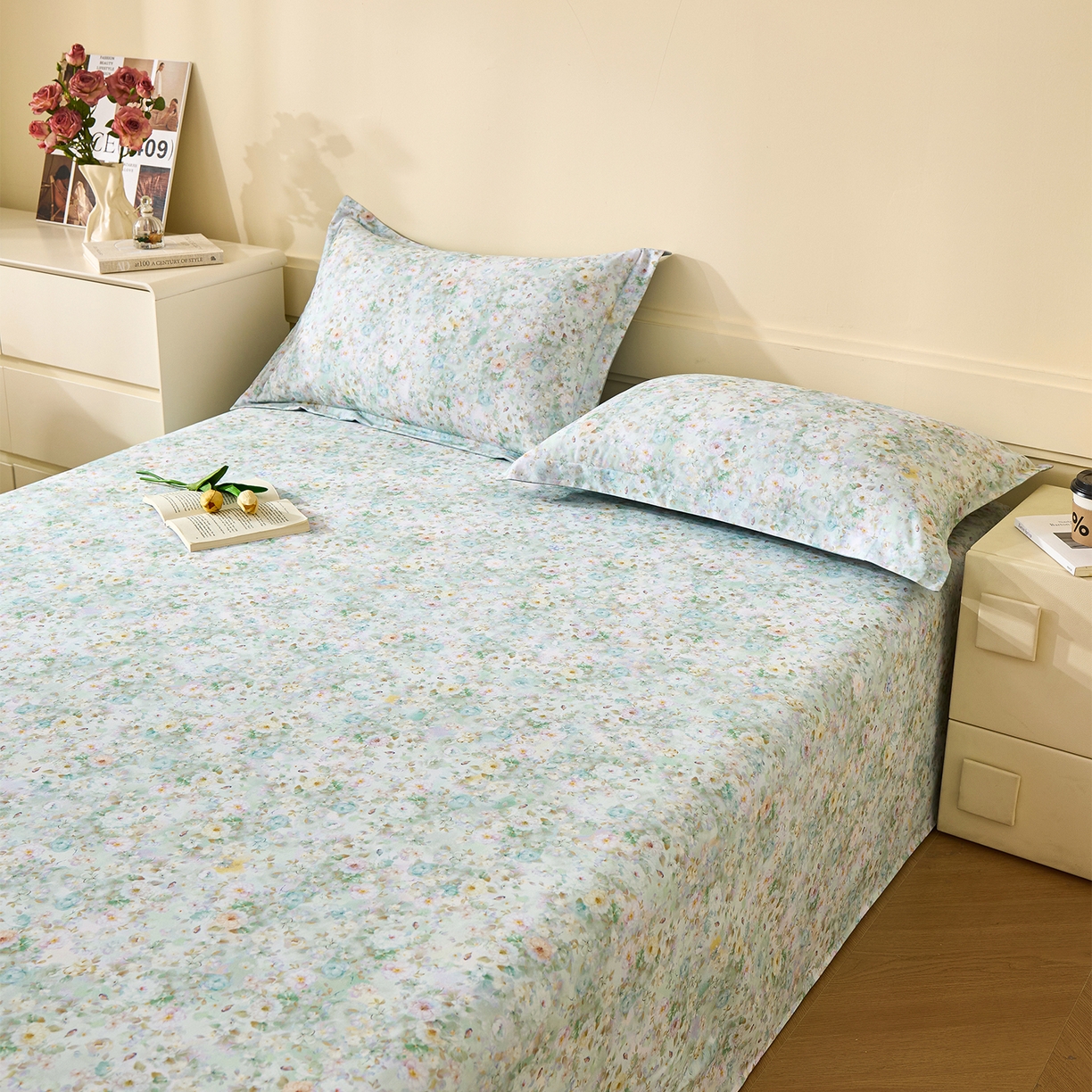 91家纺网 家纺一手货源 找家纺 元元家居（元元被业） 2025秋冬新款全棉纯棉磨毛印花单床单 锦云情深