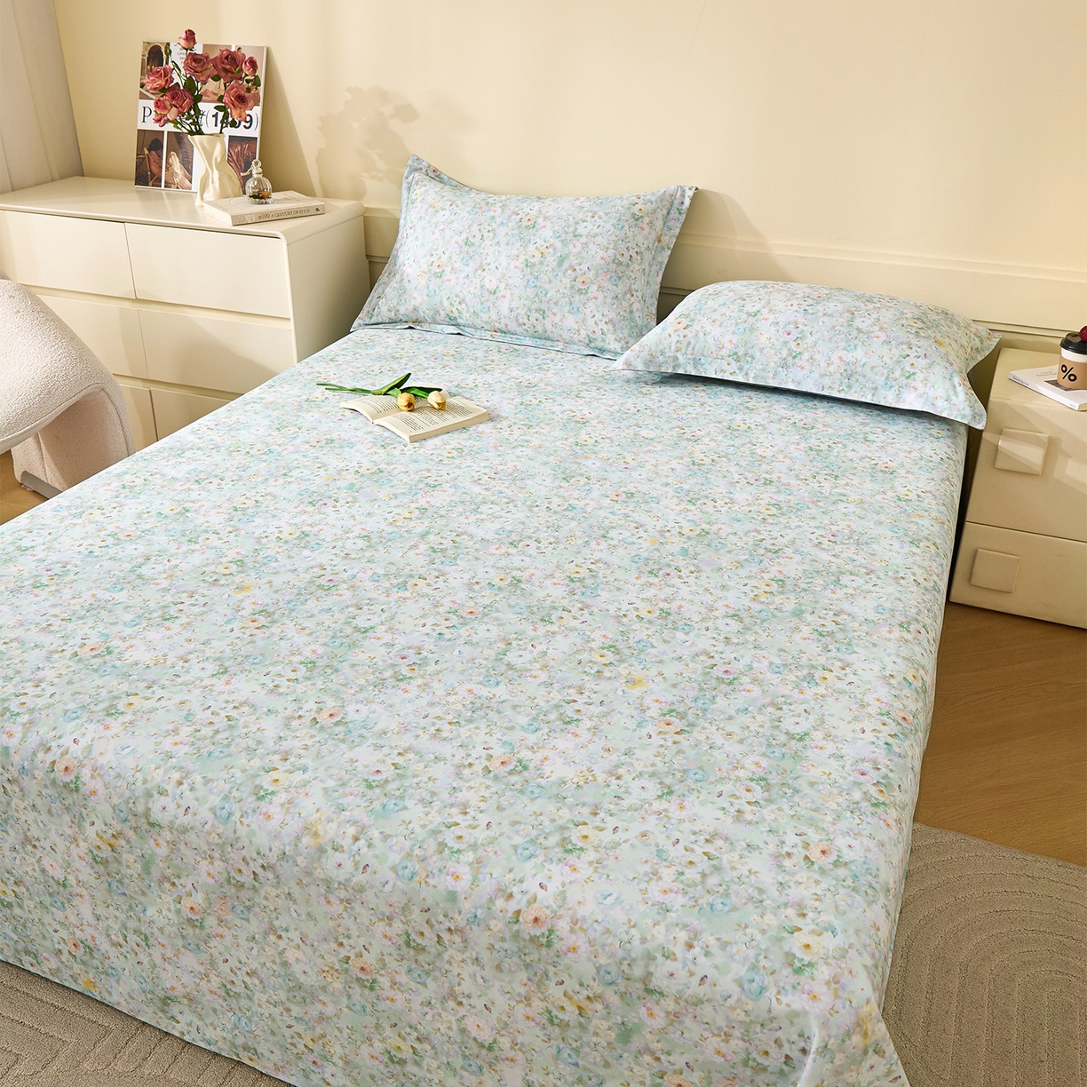 91家纺网 家纺一手货源 找家纺 元元家居（元元被业） 2025秋冬新款全棉纯棉磨毛印花单床单 锦云情深