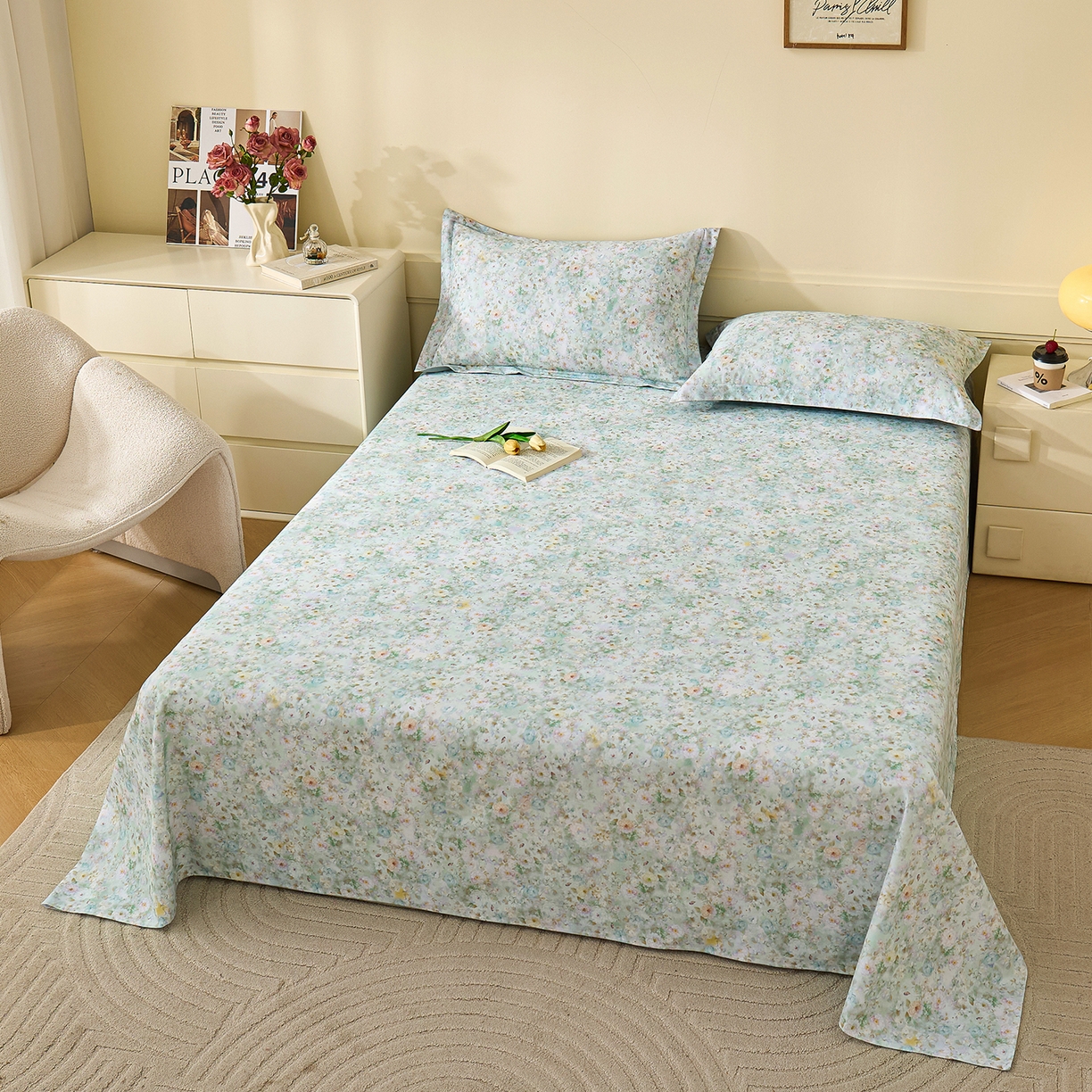 91家纺网 家纺一手货源 找家纺 元元家居（元元被业） 2025秋冬新款全棉纯棉磨毛印花单床单 锦云情深