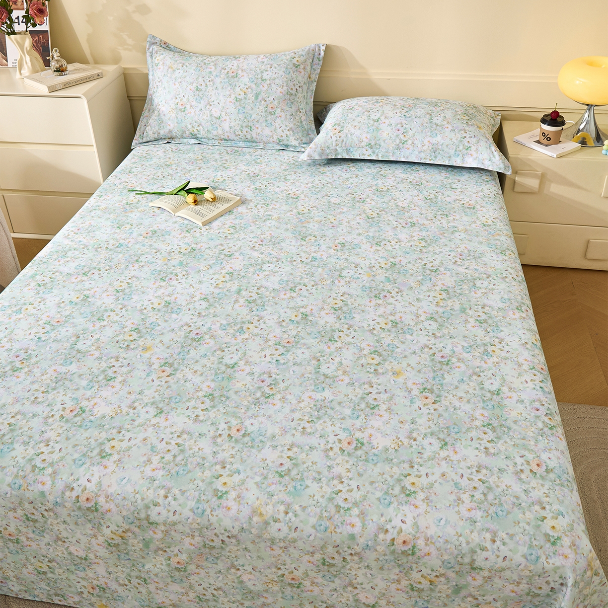 91家纺网 家纺一手货源 找家纺 元元家居（元元被业） 2025秋冬新款全棉纯棉磨毛印花单床单 锦云情深