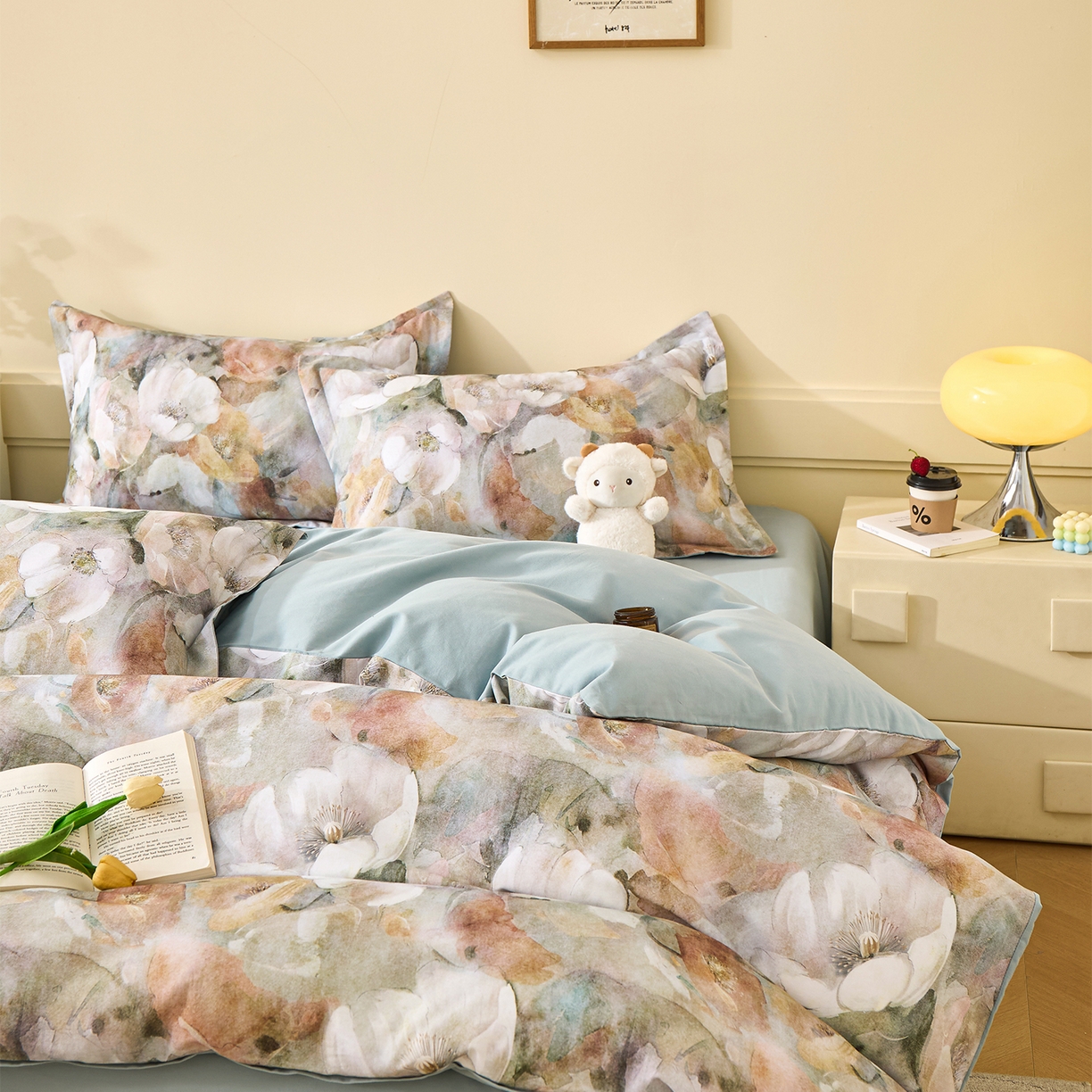 91家纺网 家纺一手货源 找家纺 元元家居（元元被业） 2025秋冬新款全棉纯棉磨毛印花四件套 香雾蒙月