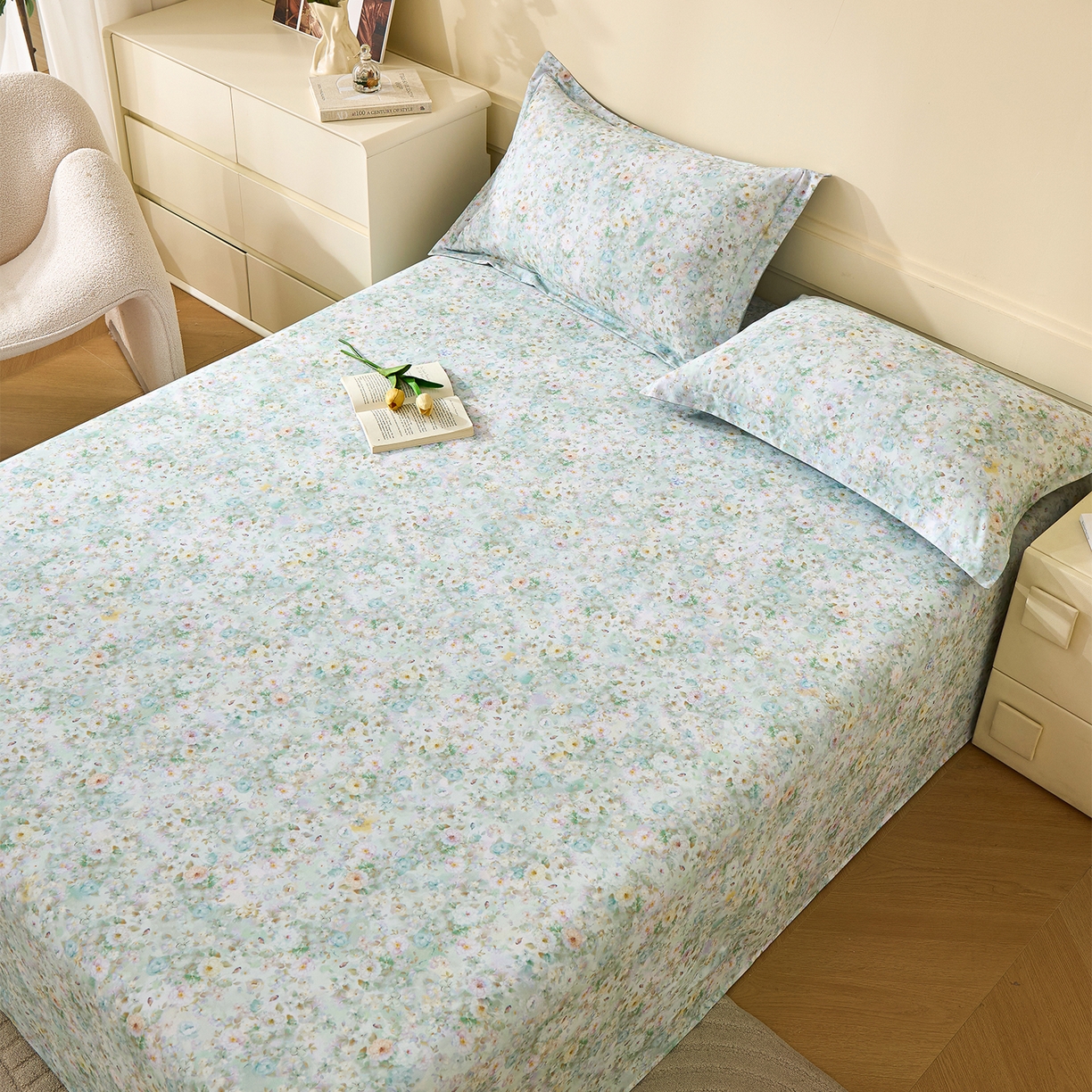 91家纺网 家纺一手货源 找家纺 元元家居（元元被业） 2025秋冬新款全棉纯棉磨毛印花单床单 锦云情深