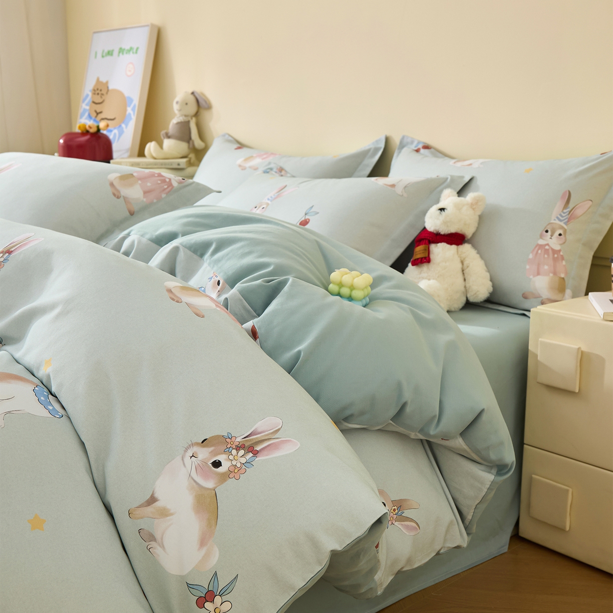 元元家居（元元被业） 2025秋冬新款全棉纯棉磨毛印花四件套 小萌免