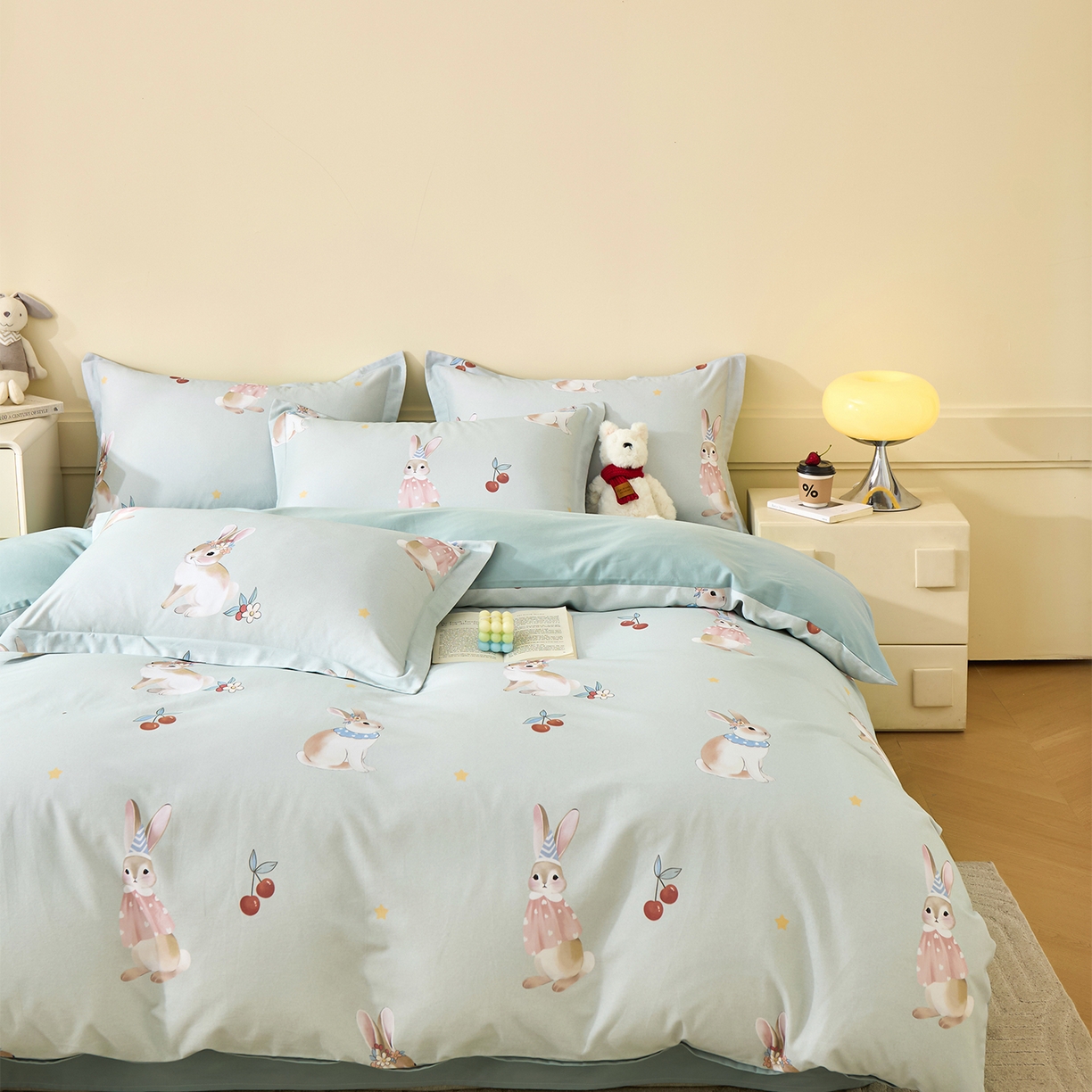 91家纺网 家纺一手货源 找家纺 元元家居（元元被业） 2025秋冬新款全棉纯棉磨毛印花四件套 小萌免