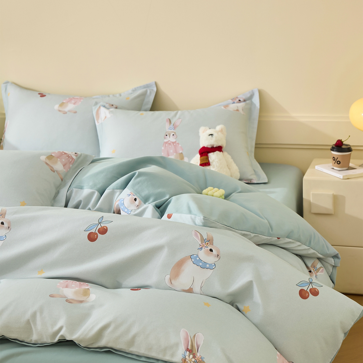 91家纺网 家纺一手货源 找家纺 元元家居（元元被业） 2025秋冬新款全棉纯棉磨毛印花四件套 小萌免