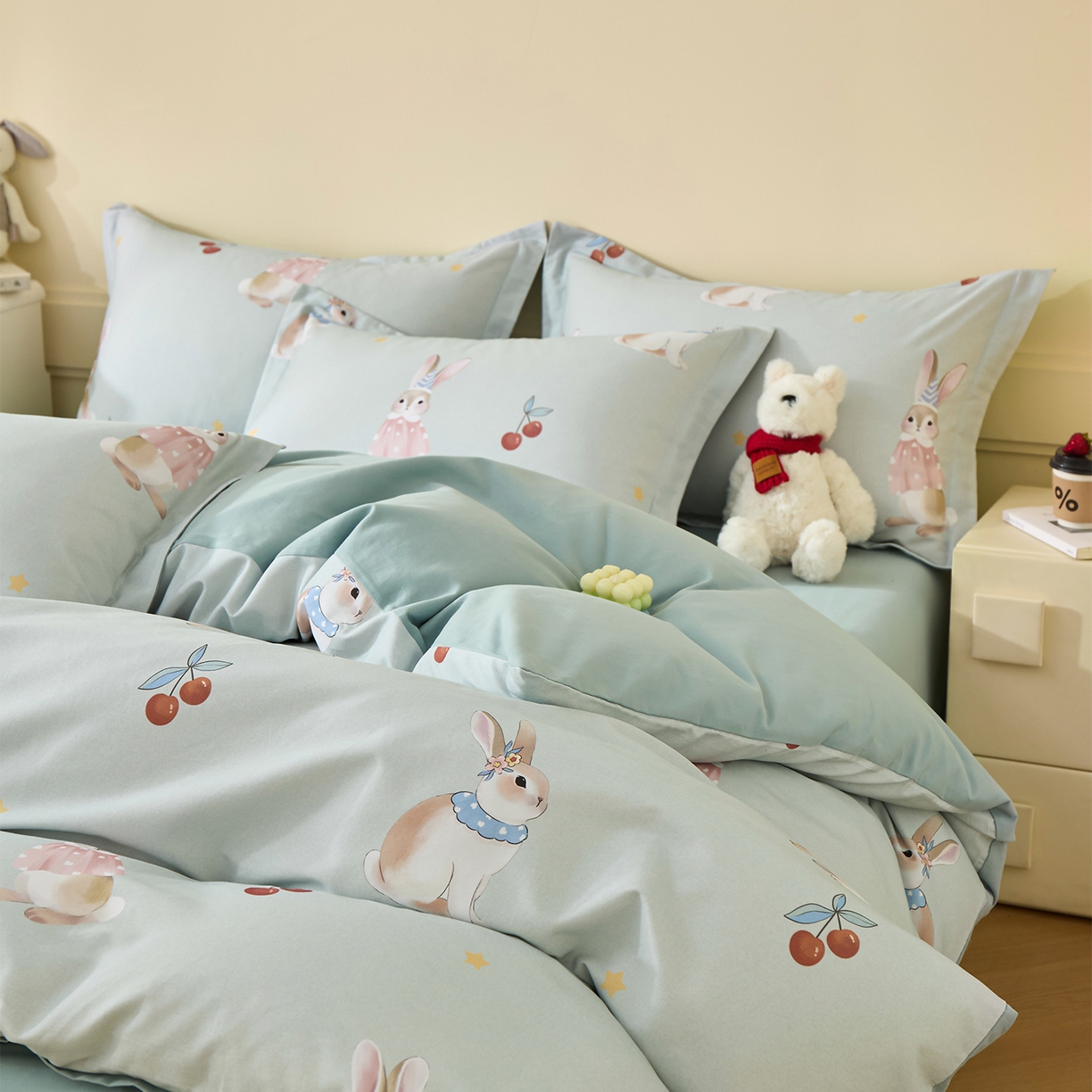 91家纺网 家纺一手货源 找家纺 元元家居（元元被业） 2025秋冬新款全棉纯棉磨毛印花四件套 小萌免