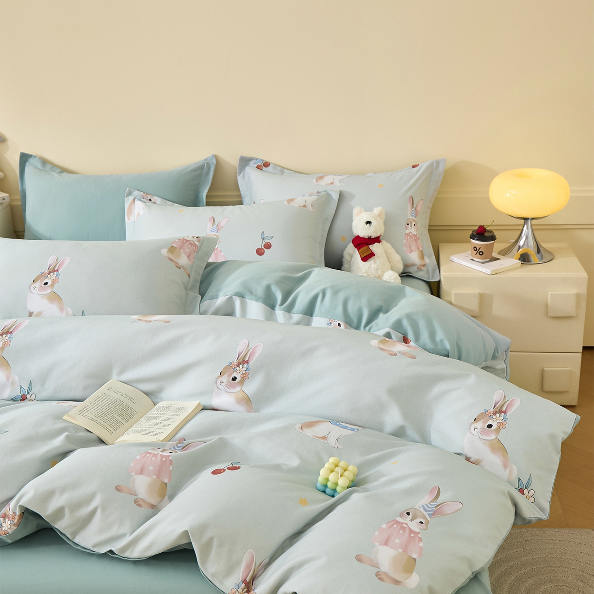 91家纺网 家纺一手货源 找家纺 元元家居（元元被业） 2025秋冬新款全棉纯棉磨毛印花四件套 小萌免