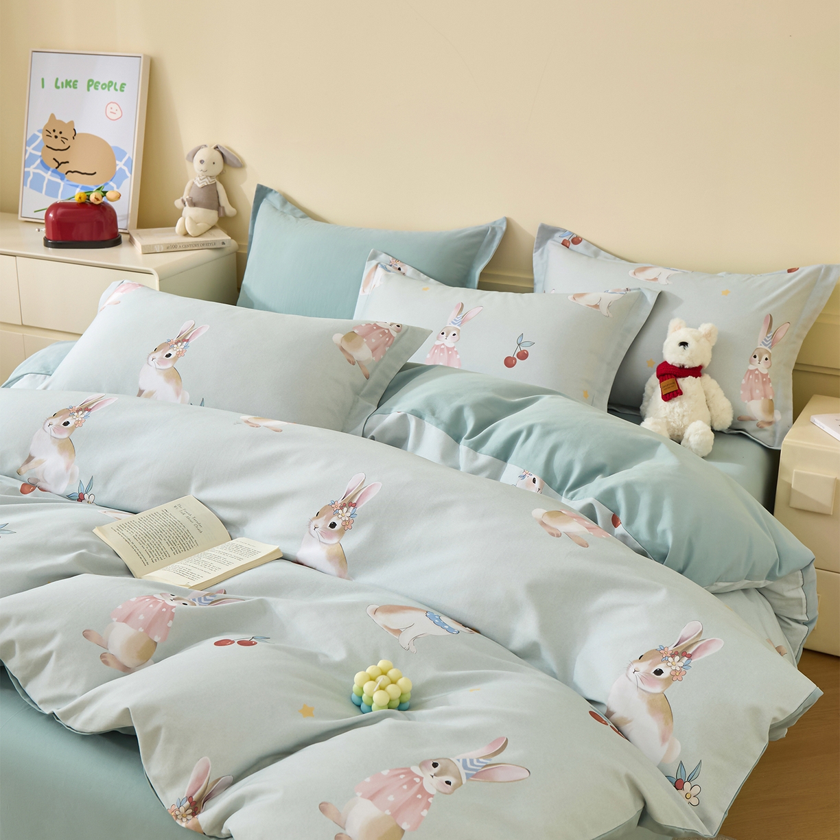 91家纺网 家纺一手货源 找家纺 元元家居（元元被业） 2025秋冬新款全棉纯棉磨毛印花四件套 小萌免