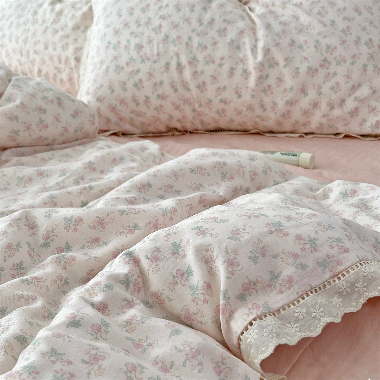 荣轩2025新款全棉双层纱镂空花边工艺款四件套（铺床版）知夏